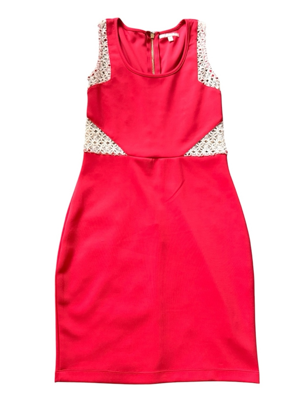 CHORD Coral Sleeveless Cutout Dress with Lace Macrame Size 7